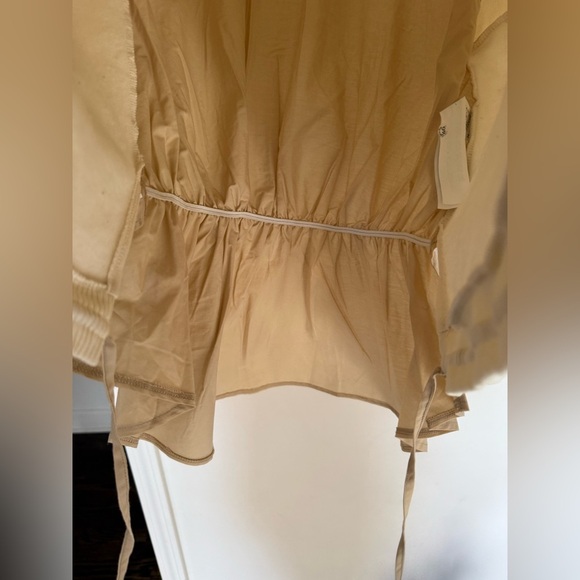 ZARA Women’s Cream Long Sleeve Layered Blouse Graphic Swearshirt - size Large - Picture 5 of 10